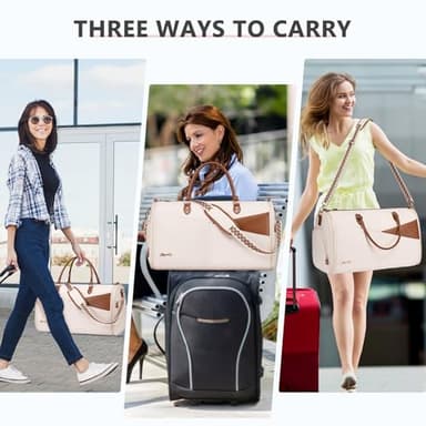 Convertible Garment Duffle Bag for Travel, Carry On Garment Bag for Women, 2 in 1 Travel Garment Bag with Shoe Compartment, Foldable Suit Travel Bag for Hanging Clothes, Beige - Image 7