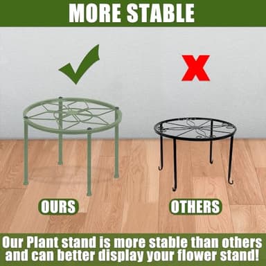 Metal Plant Stands, Anti-Rust Iron Flower Pot Stand, Heavy Duty Plant Pot Shelf, Decoration Racks for Home Indoor and Outdoor 10 Pcs (Green) - Image 3