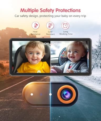 LUCKVIEW BM5PRO 7.2" 1080P HD Baby Car Camera for 2 Kids, Split Screen with IR Night Vision, Easy to Install & Adjust Brightness, Dual Car Camera Baby Monitor for Rear Seat Safety - Image 8