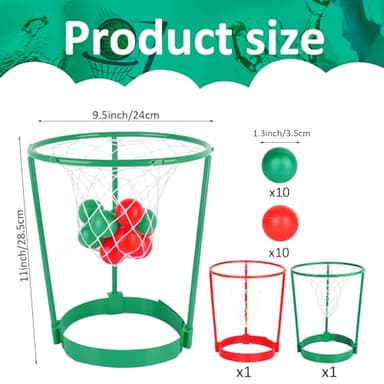 2 Pack Head Hoop Basketball Party Game for Kids and Adults Carnival Game Adjustable Basket Net Headband with 20 Balls for Carnival Party Birthday Party Family Indoor Outdoor Game (Red + Green) - Image 2