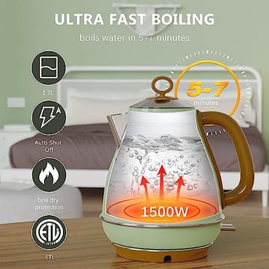 Evoloop 1.7L Electric Kettles, BPA Free Tea Kettle, Hot Water Boiler Heater, Stainless Steel Teapot, Auto Shut-Off & Boil-Dry Protection, 120V/1500W - Image 4