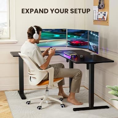 ErGear 63" x 55" Dual Motor L Shaped Standing Desk, Electric Height Adjustable, Extra Large Desktop, Interchangeable Installation of Left and Right Desktops, Suitable for Home Office, Black - Image 6