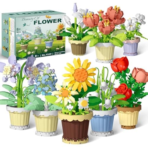 Flowers and Plant Building Set, (1671 Pcs) 8 Kinds Flowers Botanical Bonsai Building Set for Adults, Kids, Girls, Idea Gifts for Mother's Day, Birthdays, Creative Building Block Toys Decor for Home - Image 1