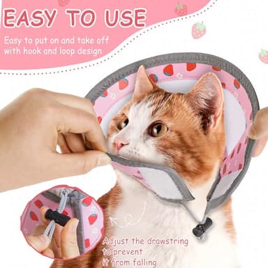 Cat Cone Collar Soft - Adjustable Cat Recovery Collar Kitten Lightweight Elizabethan Collar to Stop Licking Pet E Cone for Small Medium Cats After Surgery Prevent from Licking Wounds (Pink, M) - Image 3