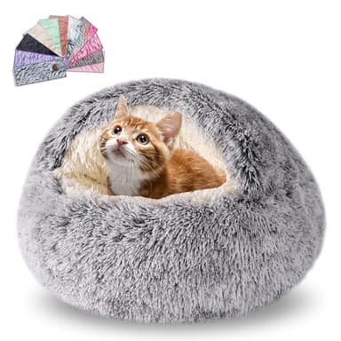 FORMYCATIE Cat Beds for Indoor Cats,Cat Cave for Puppy and Kitty,Calming Small Dog Bed for Small Dogs with Cover Cave,Cozy Warming Fluffy Washable Anti-Slip Pet Sleeping Bag (20 * 20inch,Grey) - Image 1