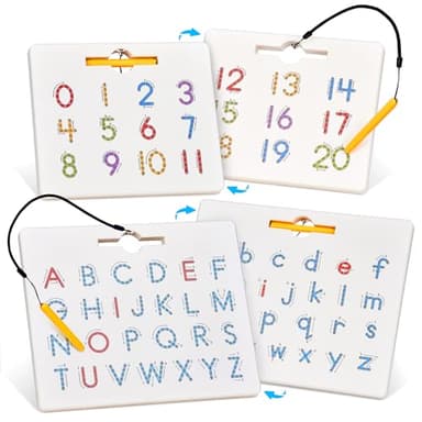 GAMENOTE Double Sided Magnetic Letter & Number Board Set - Alphabet & Numbers Tracing Board for Toddlers, ABC Uppercase & Lowercase Practicing, Math Learning, Educational Toys for Kids - Image 1