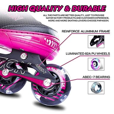 PAPAISON Adjustable Inline Skates for Kids and Adults with Full Light Up Wheels, Outdoor Roller Skates for Girls and Boys, Men and Women - Image 3