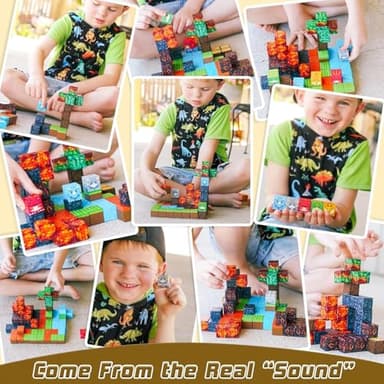 Dinosaur Toys Magnetic Blocks-Build Mine Magnet World Volcano Edition Kids Toy for 3+ Year Old Boys and Girls Building Blocks Toddler Toys Games Through Jurassic Learning Sensory Toy Gifts - Image 4