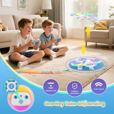 Mini Drone for Kids and Beginners with Fancy LED & Altitude Hold,Birthday Gift for Boys Girls,RC Drone with Propeller Protection,360°Flips,3 Speed Mode,Indoor Outdoor Mini Quadcopter Toy - Image 5