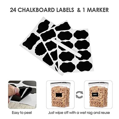 Airtight Food Storage Containers with Lids, Vtopmart 24 pcs Plastic Kitchen and Pantry Organization Canisters for Cereal, Dry Food, Flour and Sugar, BPA Free, Includes 24 Labels,Black - Image 6