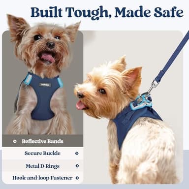 rabbitgoo Dog Harness Small Sized and Leash Set, Step in Soft Light Puppy Vest, Breathable Mesh Pet Harness, Reflective for Safe Outdoor Walking, Navy Blue S - Image 7
