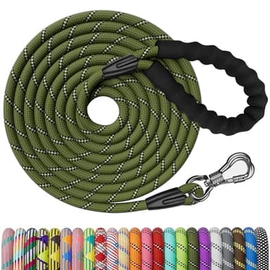 NTR Heavy Duty Large Dog Leash, 30FT Reflective with Swivel Lockable Hook and Comfortable Padded Handle, Puppy Leash for Walking, Hunting, Camping, Backyard for Small Medium and Large Dogs - Image 1