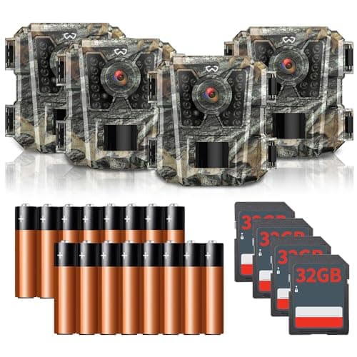 WOSODA Mini Trail Camera 4 Pack 24MP 1080P HD, Game Cam with SD Card, Waterproof Tiny Hunting Camera Night Vision Motion Activated with Fast Trigger Time for Outdoor Wildlife Monitoring - Image 1