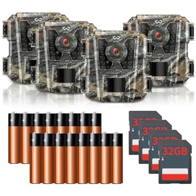 WOSODA Mini Trail Camera 4 Pack 24MP 1080P HD, Game Cam with SD Card, Waterproof Tiny Hunting Camera Night Vision Motion Activated with Fast Trigger Time for Outdoor Wildlife Monitoring - Image 1