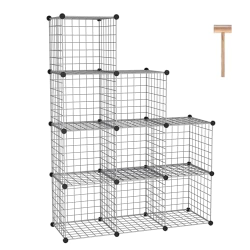 C&AHOME Wire Cube Storage, 9 - Cube Organizer Metal C Grids, Modular Shelves Units, Closet Organizer, Ideal for Home, Office, Living Room, 36.6”L x 12.4”W x 48.4”H, Silver Gray UWCS3009G - Image 1