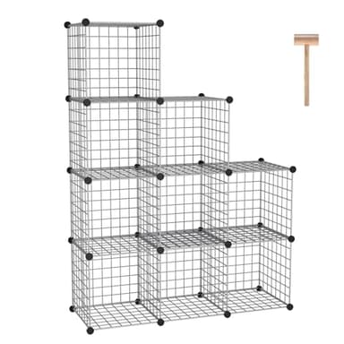 C&AHOME Wire Cube Storage, 9 - Cube Organizer Metal C Grids, Modular Shelves Units, Closet Organizer, Ideal for Home, Office, Living Room, 36.6”L x 12.4”W x 48.4”H, Silver Gray UWCS3009G - Image 1