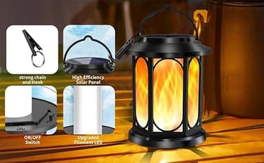 Solar Outdoor Lanterns Light Flickering Flame, Waterproof Outdoor Lanterns for Halloween Patio Garden Yard Deck Pathway, 4 Pack - Image 6