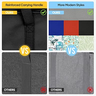 BALEINE 2Pk Insulated Reusable Grocery Bags, Collapsible Cooler Bag for Groceries, Heavy Duty Large Insulated Bag (16''x9''x13'', Charcoal Black) - Image 7