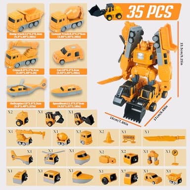 FUYLE Magnetic Transform Engineering Car Assembled Toys with Storage Box, Transforming Robot Toy Construction Vehicle Toy Gift for Kids Age 3-5 4-8, Outdoor Toddler Activities Toys (35 Pcs) - Image 4