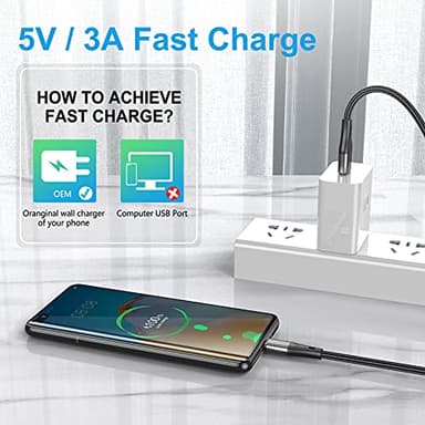USB to USB C Cable,3Pack 10ft Premium Nylon Braided Fast Charging,3A Rapid Charger Cord,Long Type C to A Cable Compatible with Samsung Galaxy S22 S21 S20 S10 S9 S8 Plus,Note 20 10 9 8,LG V50 V40 - Image 4