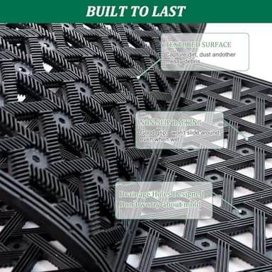 Outdoor Mat for Front Door - Door Mat Outside Entrance, 19 x 30 Welcome Rubber Doormat, Waterproof Drainage Heavy-Duty Entry Mats with Non-Slip Backing, Suitable for Gardens, Porches and Garages - Image 4