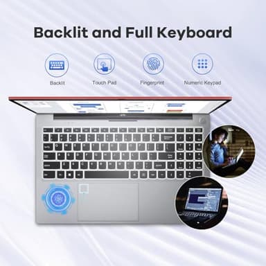 NIMO 15.6" FHD-IPS-Business Laptop, 8 Cores Intel i5-12450H 32GB RAM 1TB SSD(Beat i7-11800H, Up to 4.4 GHz) Computer with 100W Type-C Fingerprint Backlit Keyboard WiFi-6 Numpad Win 11 - Image 5