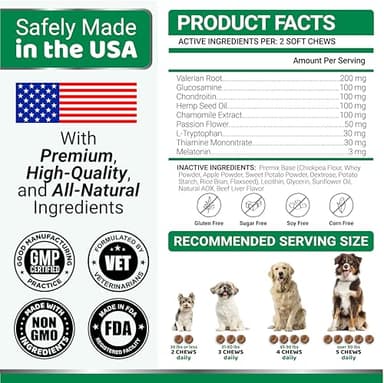 Hemp Calming Chews for Dogs - Advanced Dog Calming Chews - 170 Treats - Anxiety Relief Treats - Hemp Oil - Separation Aid, Stress, Hip and Joint Supplement for Canine Health Support - Beef Flavor - Image 6