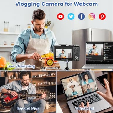 4K Digital Camera for Photography with 3" 180°Flip Screen,64MP Vlogging Camera for YouTube, HD WiFi Compact Camera with Flash, 18X Digital Zoom, 32GB TF Card & 2 Batteries(Black) - Image 4