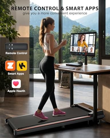 340lb Capacity Walking Pad Treadmill with 12% Incline, Big LED Display Under Desk Treadmill Support Full Manual/3-Preset Countdown/App Mode (No Handrail-12% Incline) - Image 3