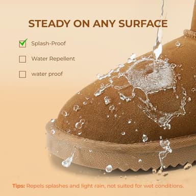 DREAM PAIRS Ankle Winter Mini Boots for Women Genuine Suede Faux Fur Lining Water Resistant Warm Snow Boots Slip On Memory Foam Comfort Booties FuzzyClassic,Size 7.5,Chestnut,SDSB2405W - Image 6