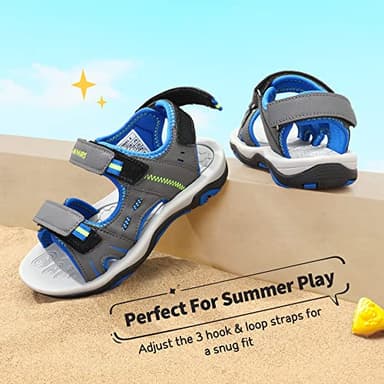 DREAM PAIRS Boys Girls Fashion Athletic Summer Sports Sandals(Toddler/Little Kid/Big Kid),Size 1 Little Kid,Dark/Grey/Royal/neon/Green,170891_K - Image 4