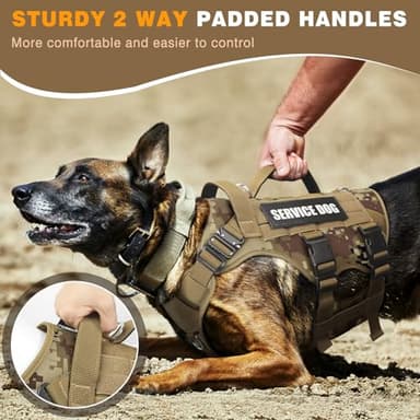 WINSEE Service Dog Vest Harness for Large Dog, Tactical Working MOLLE Vest with 10 Pet Patches, No Pull Heavy Duty Harness for Training Walking - Image 6