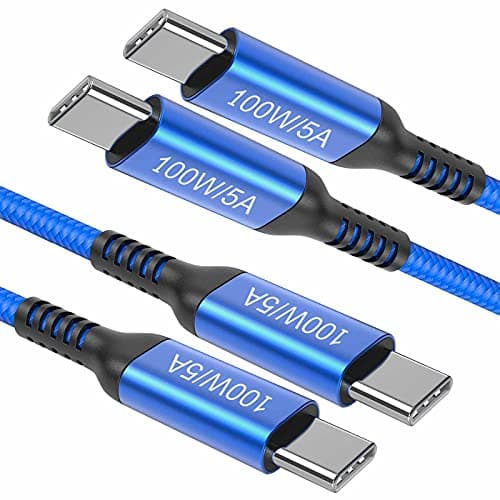 100W Type C to Type C Cable 6ft/2 Meters, 2Pack, 5A Fast Charging, USB C Charger Power Cord for iPhone 15,New iPad Mini 6, iPad Pro 12.9 11 3rd, MacBook Pro,Pixel 5 4a 3 XL, Samsung Galaxy Note 20 S23 - Image 1