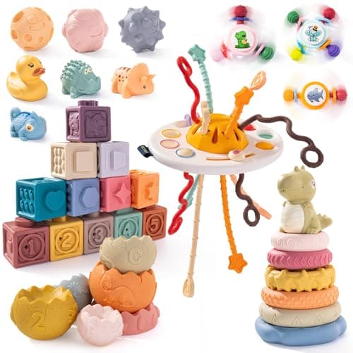SeventhDuck Montessori Sensory Baby Toys, 26pc Stacking Toy Set for 36+ Months, Soft Building Blocks, BPA-Free, Baby Early Development & Activity Toys - Image 1