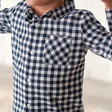 Gerber Baby and Toddler Boys Long Sleeve Button Up Plaid Shirt, Blue Plaid, 5T - Image 9