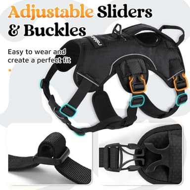 rabbitgoo Escape Proof Dog Harness, Soft Padded Full Body Pet Harness, Reflective Adjustable No Pull Vest with Lift Handle and Leash Clip for Large Dogs Walking Hiking Training, M, Black - Image 8