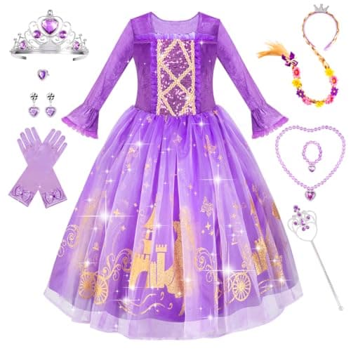 Meland Princess Dress Up for Girls 3-8, Dress Up Clothes for Girls Halloween Costumes Birthday Gift for Toddler Girls - Image 1