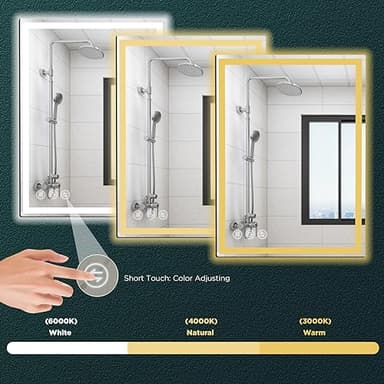Memobarco 24"x 32" LED Bathroom Mirror with Stepless Dimmable Wall Mirrors with Anti-Fog, Dimmable CRI>90, Vanity Mirror with 3 Color Modes, Shatter-Proof, Memory Bathroom Mirror with LED Lights - Image 4