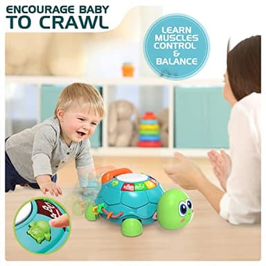 Jyusmile Baby Toys 6 to 12 Months, Musical Turtle Crawling Infant Toys, Early Learning Educational Toy with Light & Sound, Christmas Birthday Gifts for Boy Girl 7 8 9 10 11 Month 0-1 Year Old - Image 3