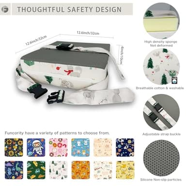 Toddler Booster Seat for Dining Table, Portable Booster Seat for Kitchen Chair, 4 Inch High-Density Foam Cushion with Adjustable Safety Straps and Non-Slip Bottom, Perfect for Kids Travel and Daily - Image 2