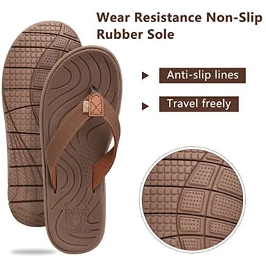 KuaiLu Womens Casual Flip Flops Comfortable Yoga Mat Arch Support Memory Foam Comfort Cushion Summer Beach Pool Slip on Walking Thong Sandals Ladies Orthotic Recovery Plantar Fasciitis Brown Size 7 - Image 6