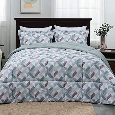 Basic Beyond Queen Comforter Set - Printed Geometry Pattern Comforter Set Queen Size,Lightweight Down Alternative Bed Comforter Queen Set(Geometry,Queen) - Image 3