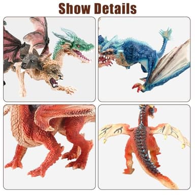 Mostop Dragon Toy Figures, 9’’ Realistic Battle Dragon Toys, 3 PCS Ancient Flying Dragon Figurines Plastic Fire Creature Dragon Models Decoration,Dragon Action Figure Kids Toys for Boys Girls Age 3+ - Image 2