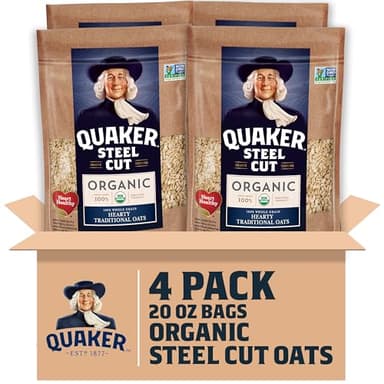 Quaker Steel Cut Oats, USDA Organic, Non GMO Project Verified, 20oz Resealable Bags (Pack of 4) - Image 1