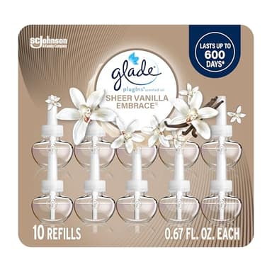 Glade PlugIns Refills Air Freshener, Sheer Vanilla Embrace, Scented and Essential Oils for Home and Bathroom, 0.67 Fl Oz, 10 Count - Image 1