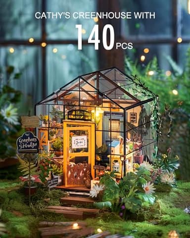 Rolife DIY Miniature Greenhouse Kit, Tiny/Mini House Making Kit with Furniture for Adults, Furniture, Halloween/Christmas Decorations, Gifts for Family and Friends (Cathy's Greenhouse) - Image 2