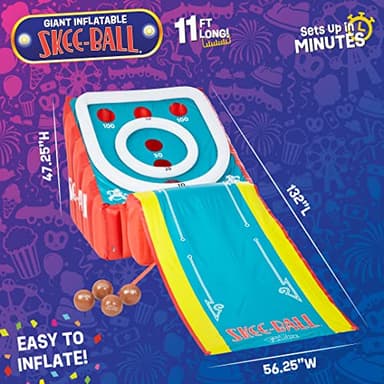 Flybar FunPark Giant Inflatable Skee-Ball Game – 11 Ft Long w/ 4 Balls & Electric Air Pump – Indoor & Outdoor Arcade Toy for Kids, Adults & Family – Fun Party Play for Home, Backyard, Events - Image 3