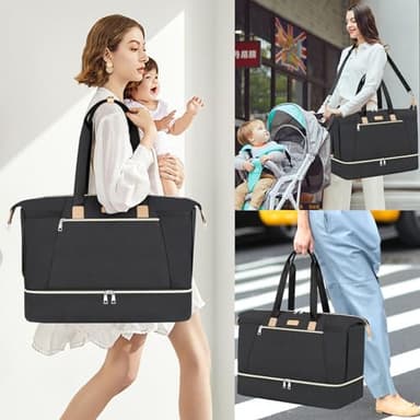 ITIEZY Diaper Tote for Baby - 6Pc Large Mommy Bag with Portable Changing Pad, Waterproof Compartment & Organizer Pouches, Multifunctional Hospital Travel Bag for Mom & Dad - Image 7