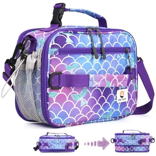 CaCTOUR Lunch Box Kids, Expandable Insulated Lunchbox for Girls Boys, Soft Cooler Bag with Strap,Back to School Thermal Reusable Lunch Bag for Work School Picnic (Mermaid) - Image 1