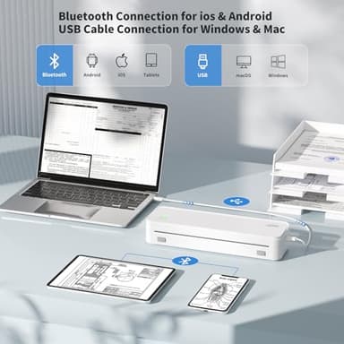 JADENS Portable Printers Wireless for Travel, Thermal Inkless Printer, Support 8.5" X 11" Thermal Paper, Compatible with iOS, Android & Laptop - Image 2